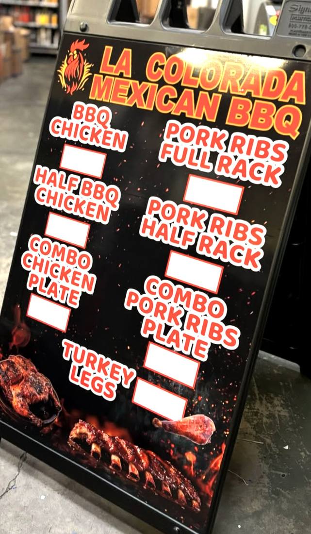 La Colorada Mexican BBQ A-frame menu sign