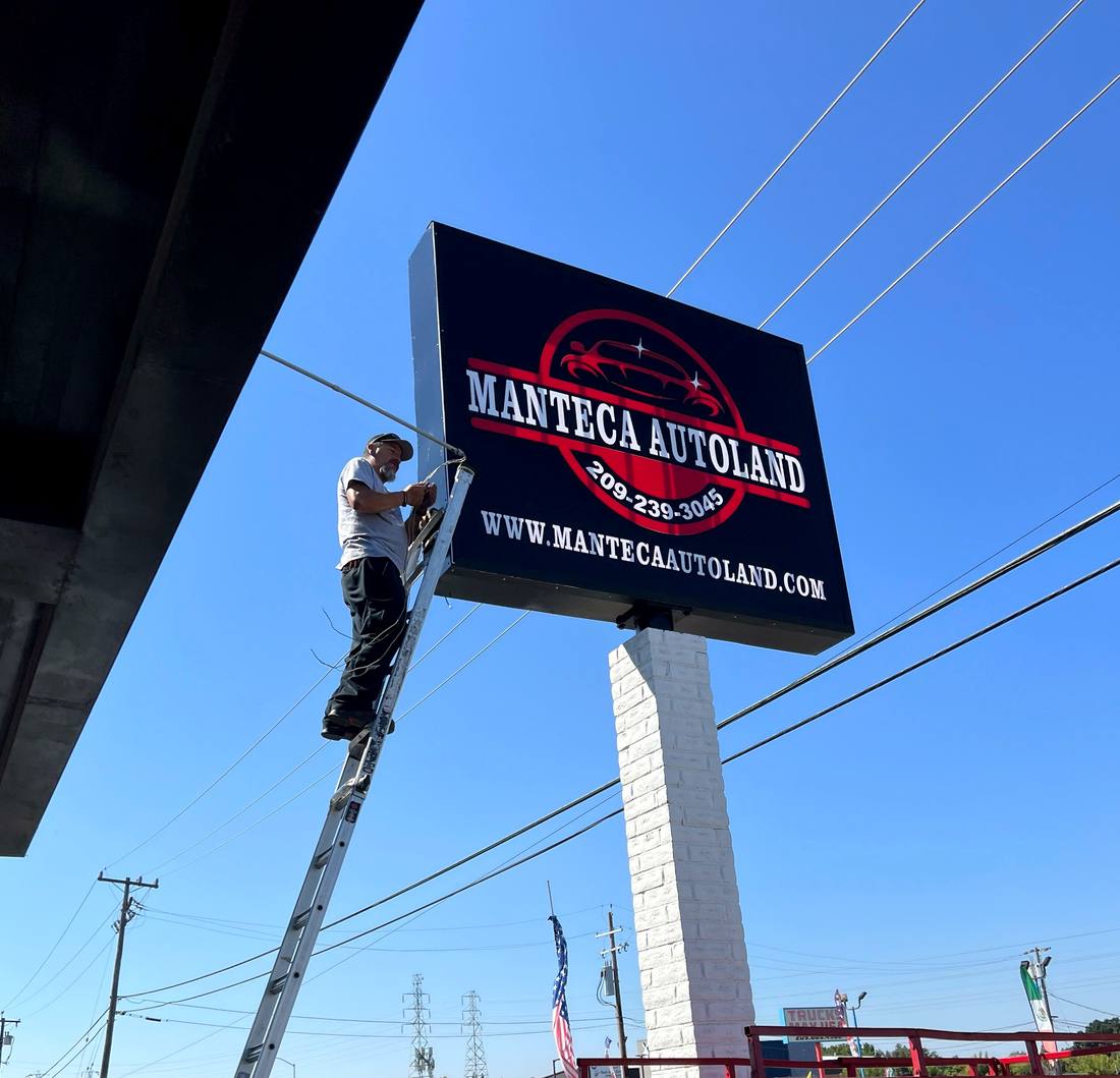 Manteca Autoland illuminated lightbox sign